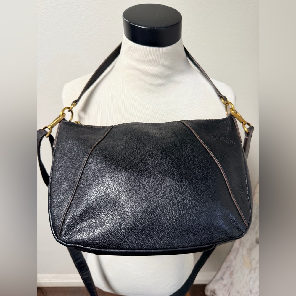 Fossil Black Leather Cross body Bag Purse